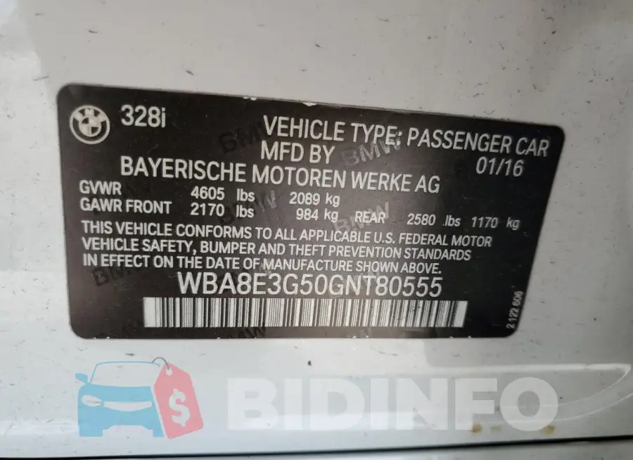 WBA8E3G50GNT80555 Photo# 12