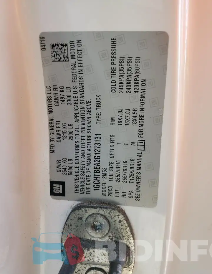 1GCHTBEA2G1273131 Photo# 12