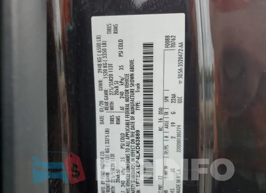 1FTEX1EP4LKD63889 Photo# 12