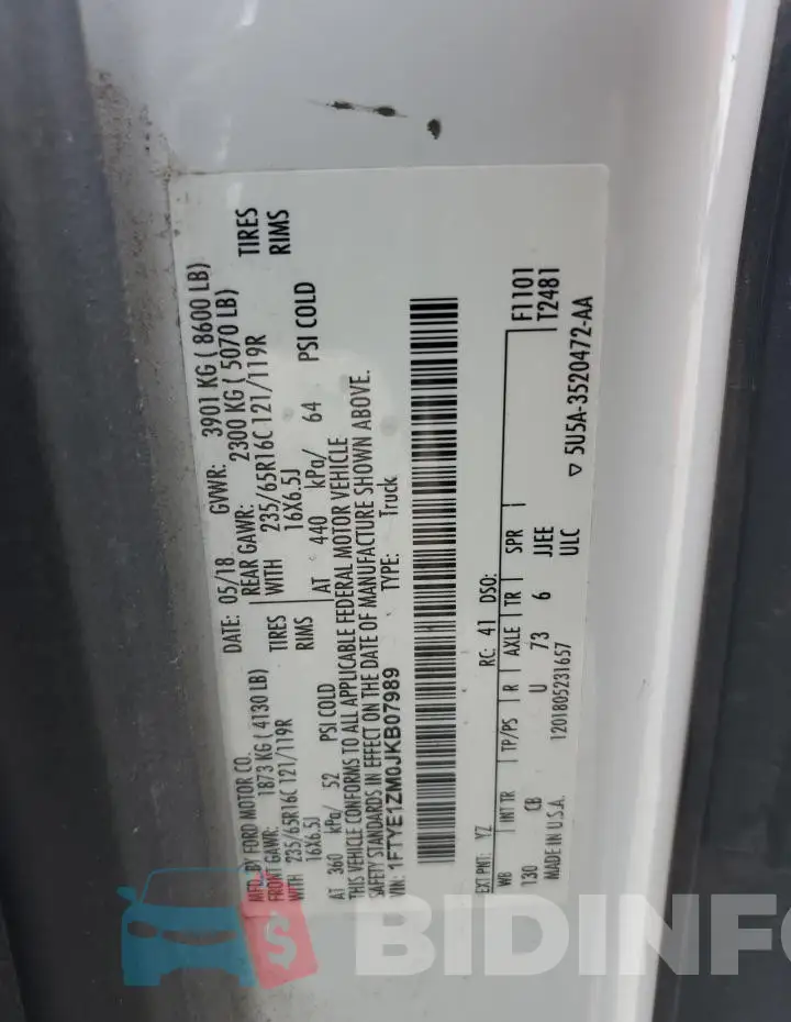 1FTYE1ZM0JKB07989 Photo# 13