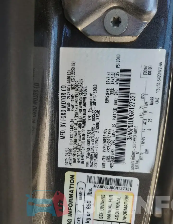 3FA6P0LU0GR127321 Photo# 12