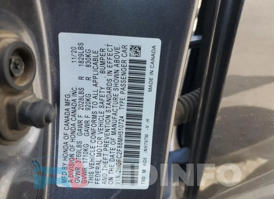 2HGFC2F88MH510724 Photo# 12
