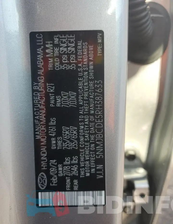 5NMJBCDE5RH387633 Photo# 14