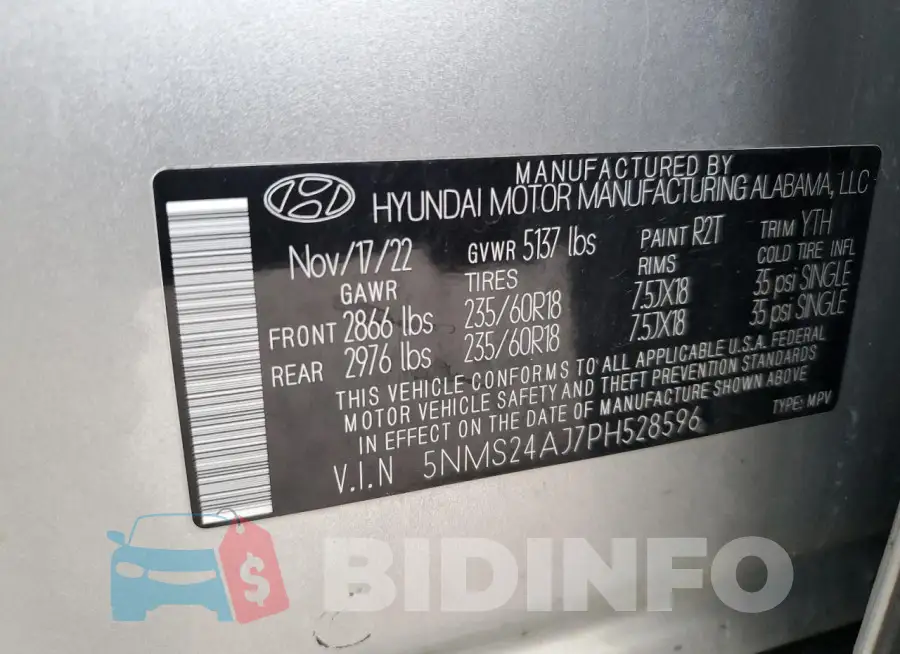5NMS24AJ7PH528596 Photo# 13
