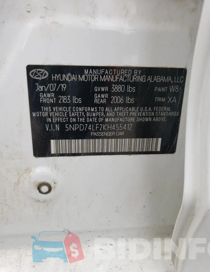 5NPD74LF2KH455412 Photo# 12