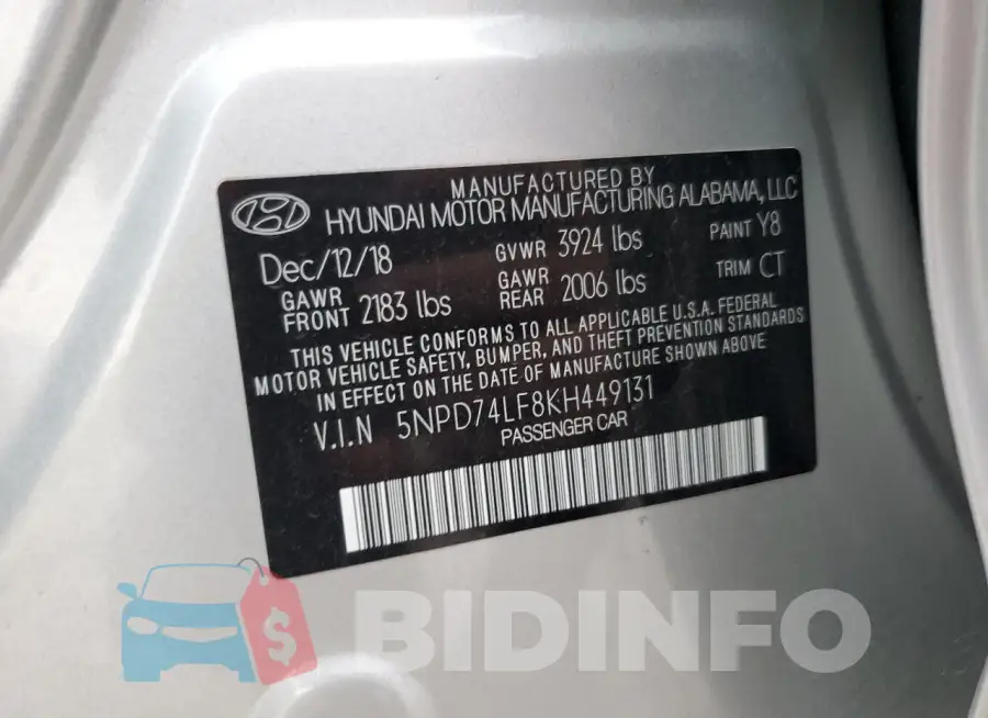 5NPD74LF8KH449131 Photo# 13