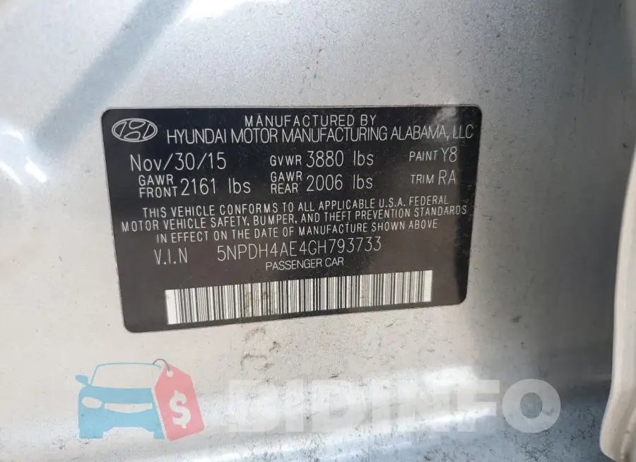 5NPDH4AE4GH793733 Photo# 12