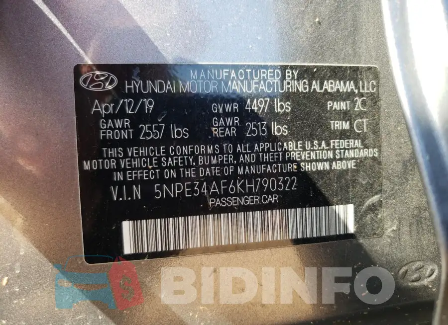 5NPE34AF6KH790322 Photo# 13