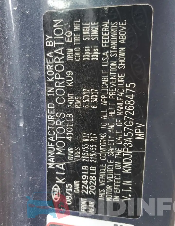 KNDJP3A57G7268475 Photo# 12