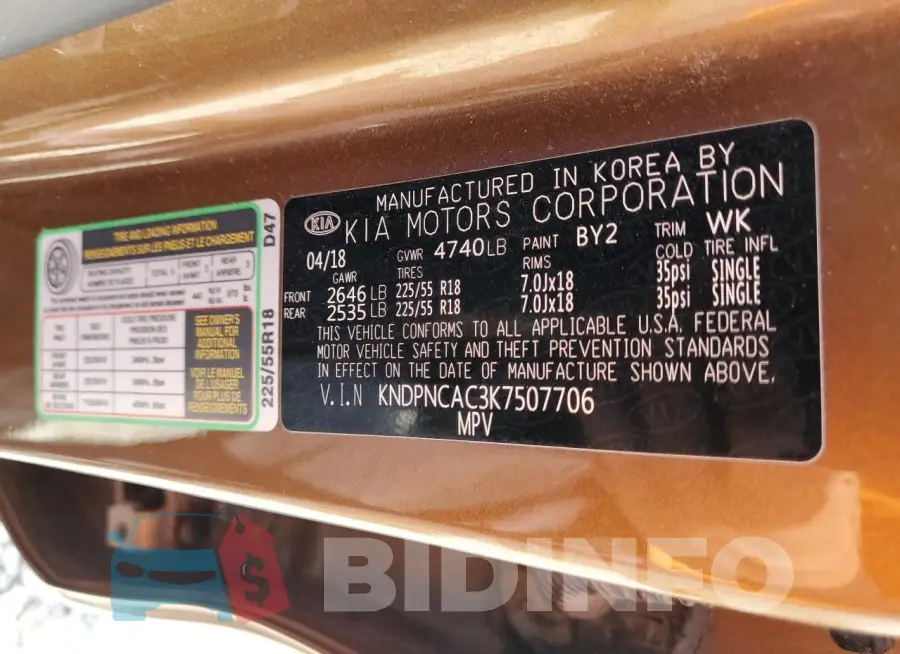 KNDPNCAC3K7507706 Photo# 13