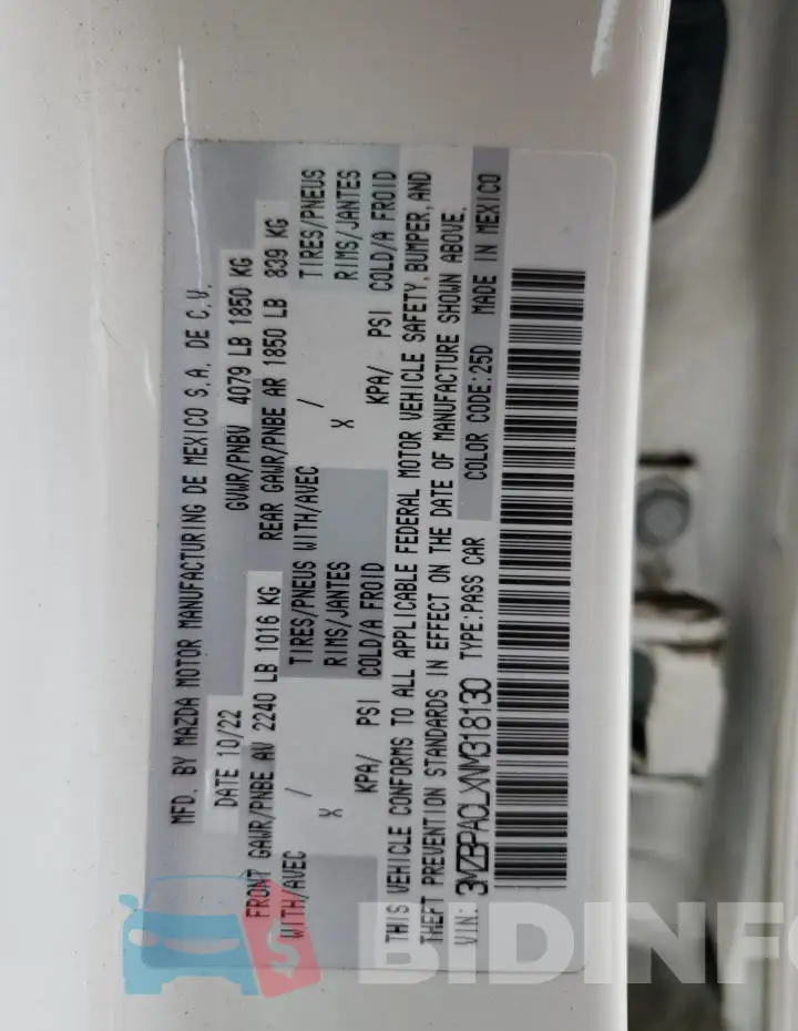 3MZBPACLXNM318130 Photo# 12