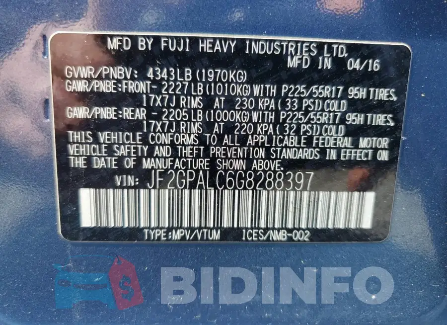 JF2GPALC6G8288397 Photo# 14