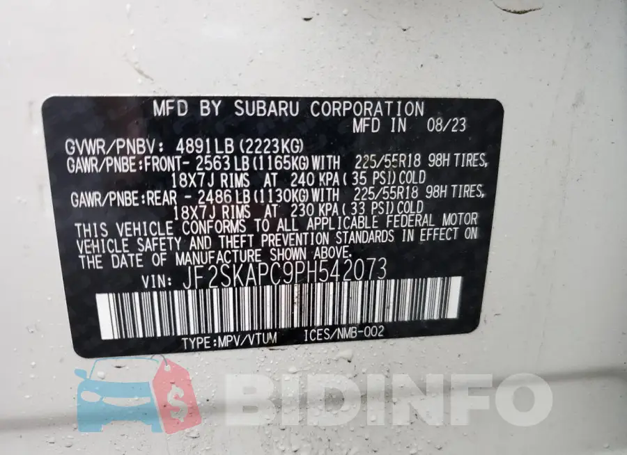 JF2SKAPC9PH542073 Photo# 13