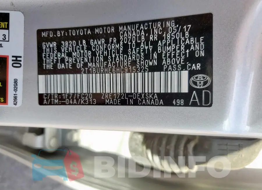 2T1BURHE6HC915325 Photo# 12