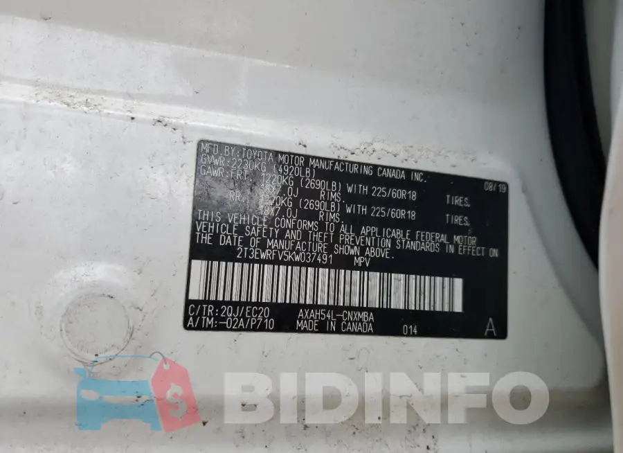2T3EWRFV5KW037491 Photo# 13