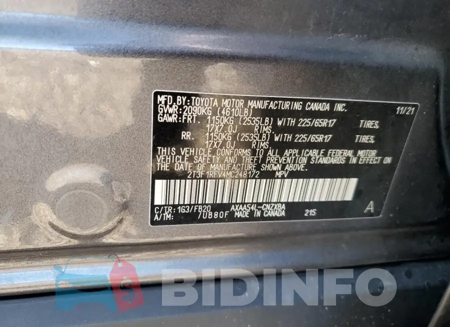 2T3F1RFV4MC248172 Photo# 13