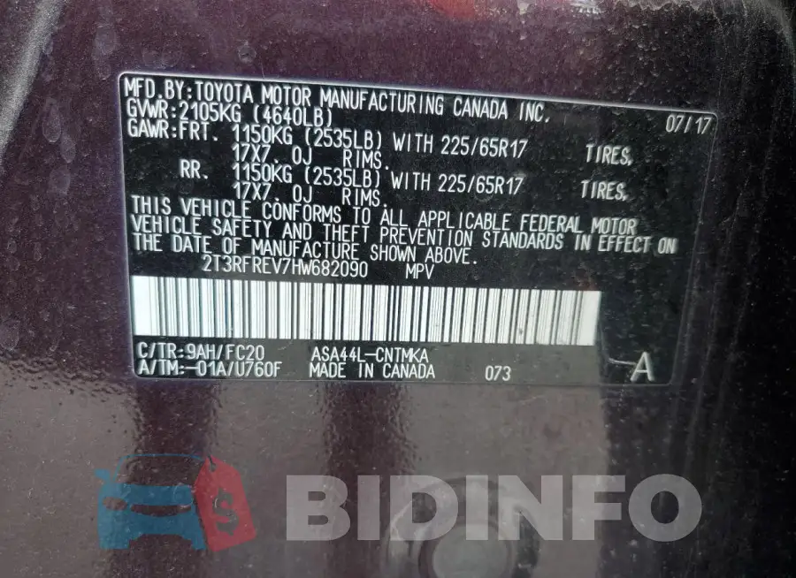 2T3RFREV7HW682090 Photo# 13