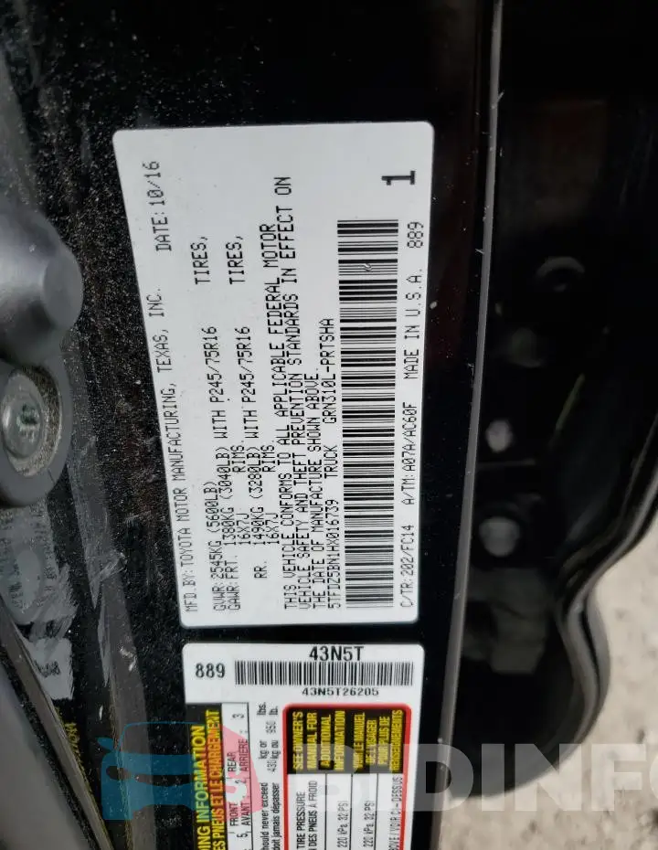 5TFDZ5BN1HX016739 Photo# 12