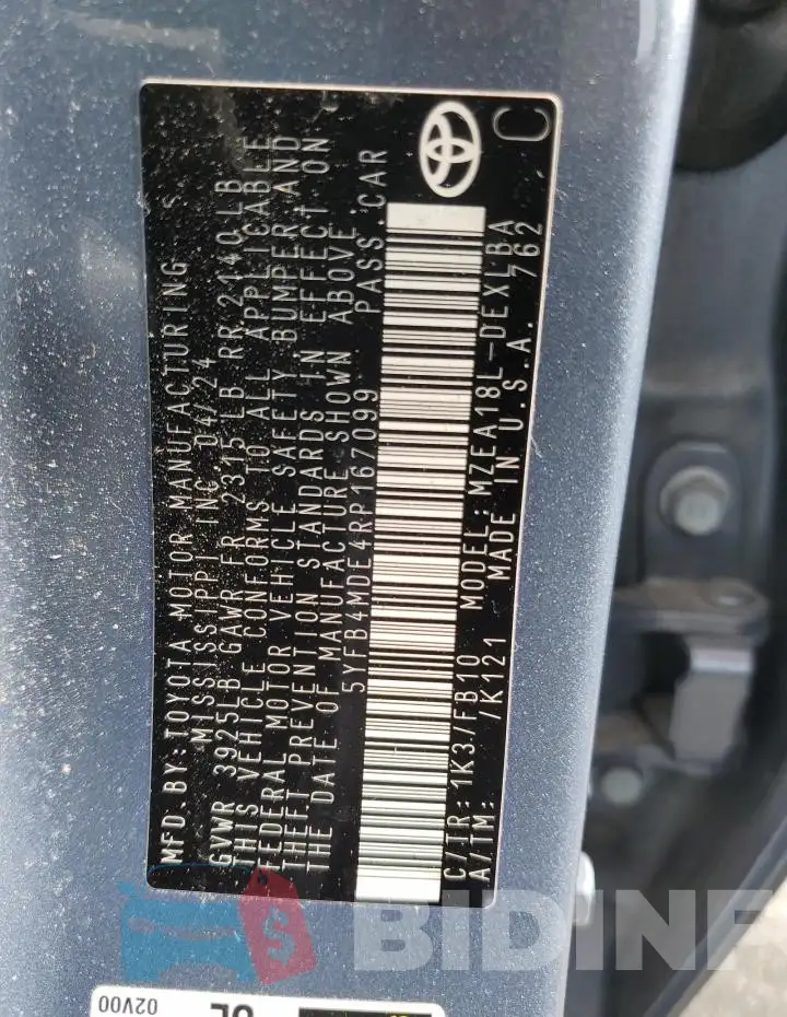 5YFB4MDE4RP167099 Photo# 12