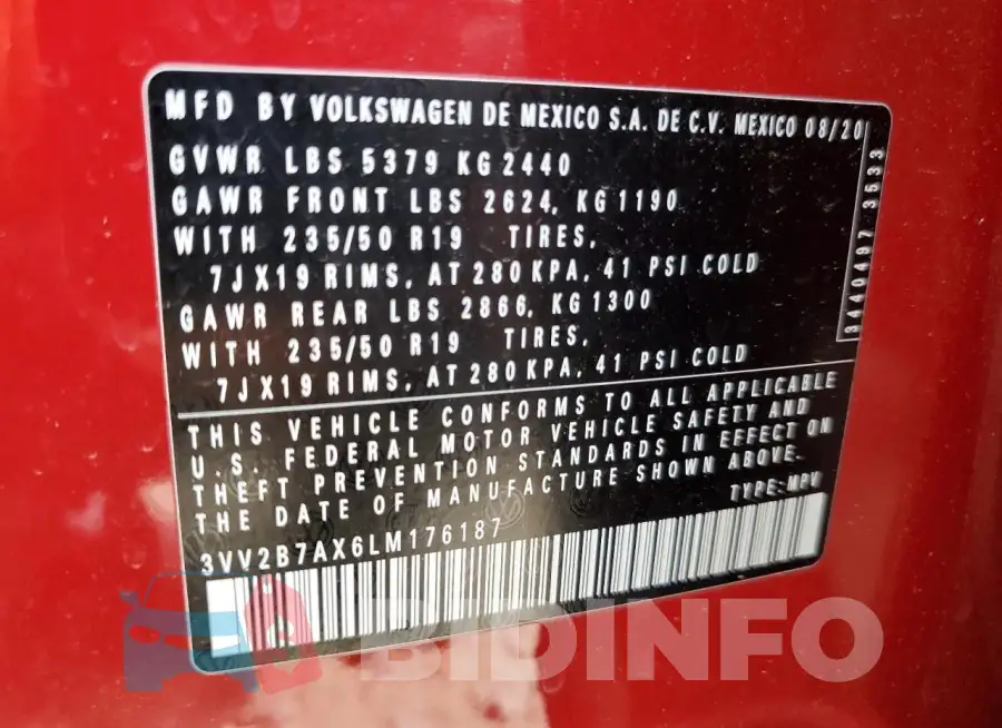 3VV2B7AX6LM176187 Photo# 14