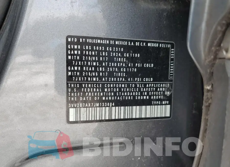 3VV2B7AX7JM133684 Photo# 13