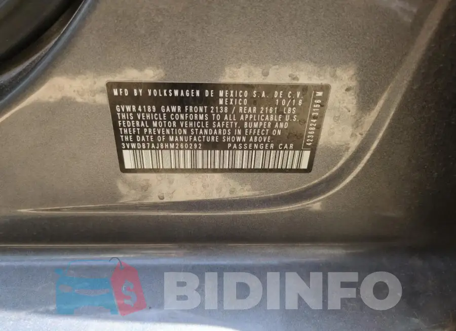 3VWDB7AJ8HM260292 Photo# 13