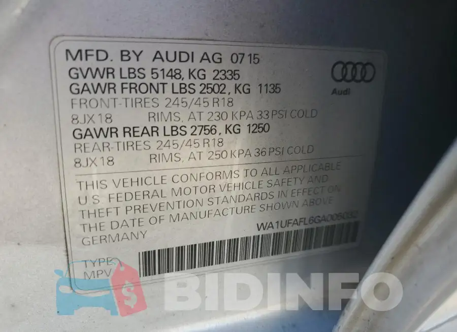 WA1UFAFL6GA005032 Photo# 12