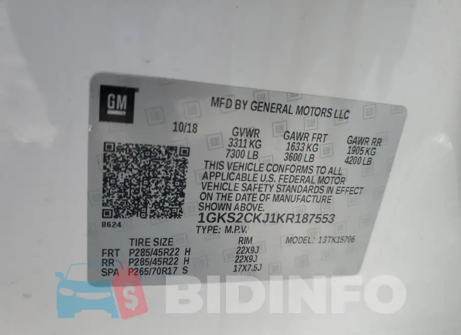 1GKS2CKJ1KR187553 Photo# 13