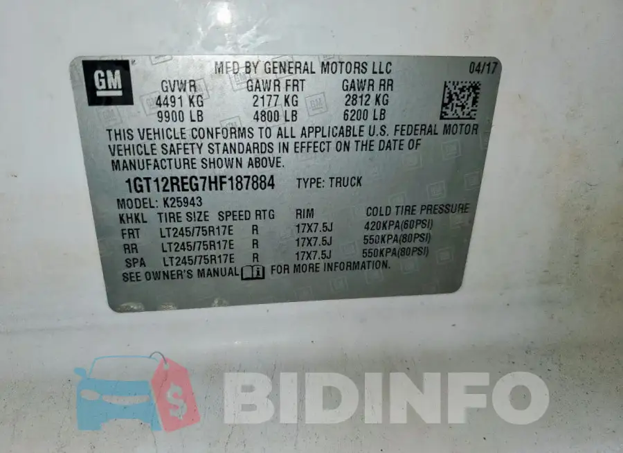 1GT12REG7HF187884 Photo# 12