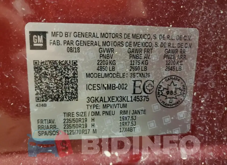 3GKALXEX3KL145375 Photo# 14