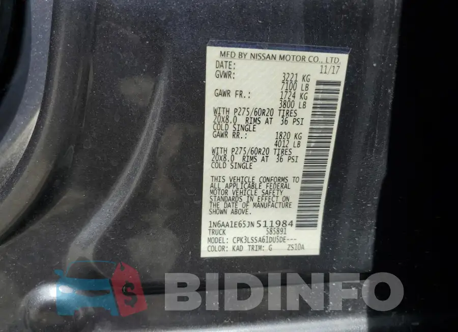 1N6AA1E65JN511984 Photo# 13