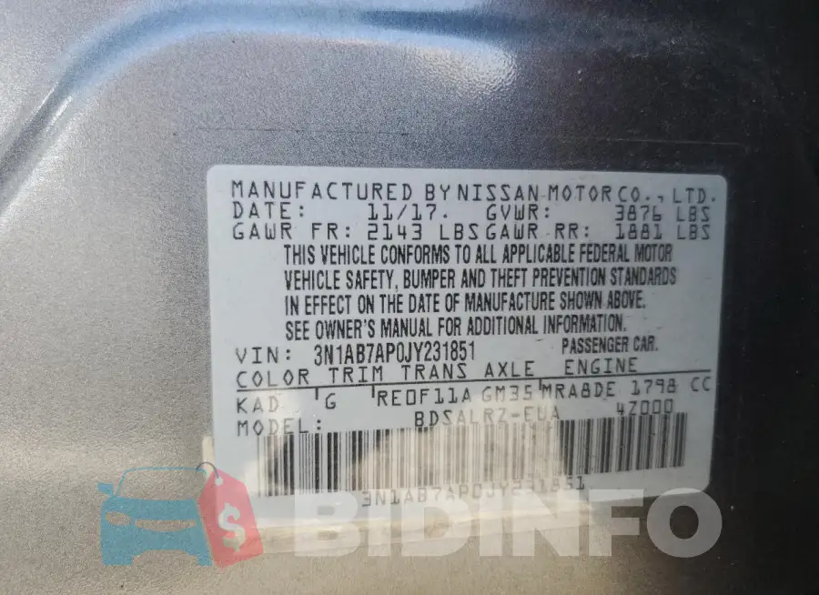 3N1AB7AP0JY231851 Photo# 13