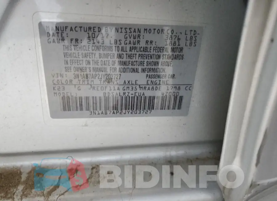 3N1AB7AP2JY203727 Photo# 13