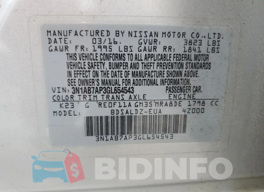 3N1AB7AP3GL654543 Photo# 12