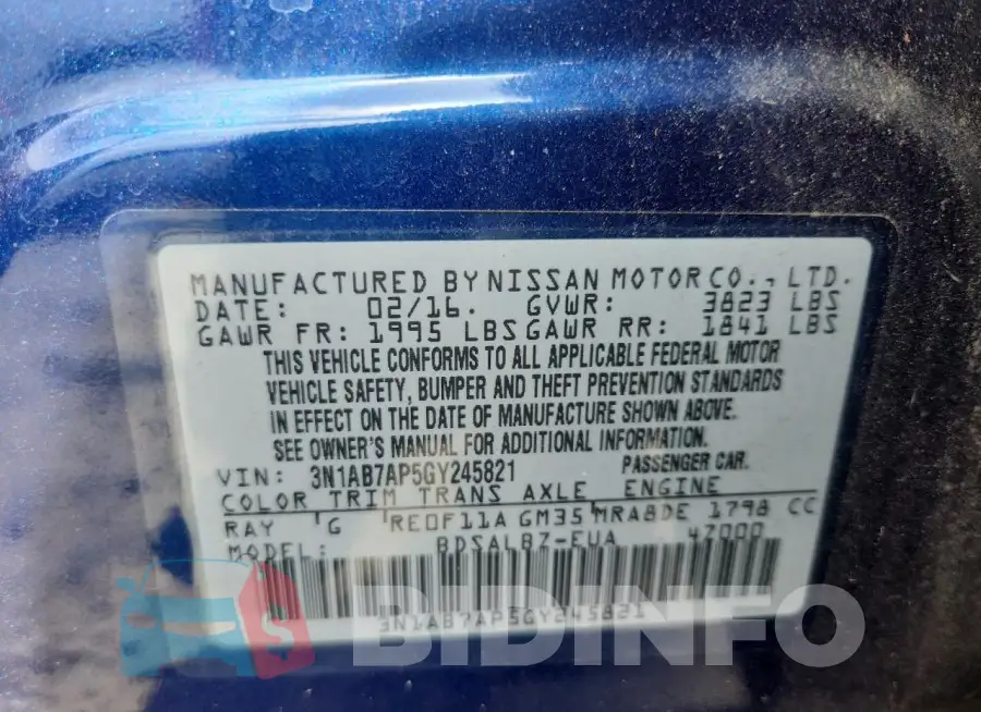 3N1AB7AP5GY245821 Photo# 13
