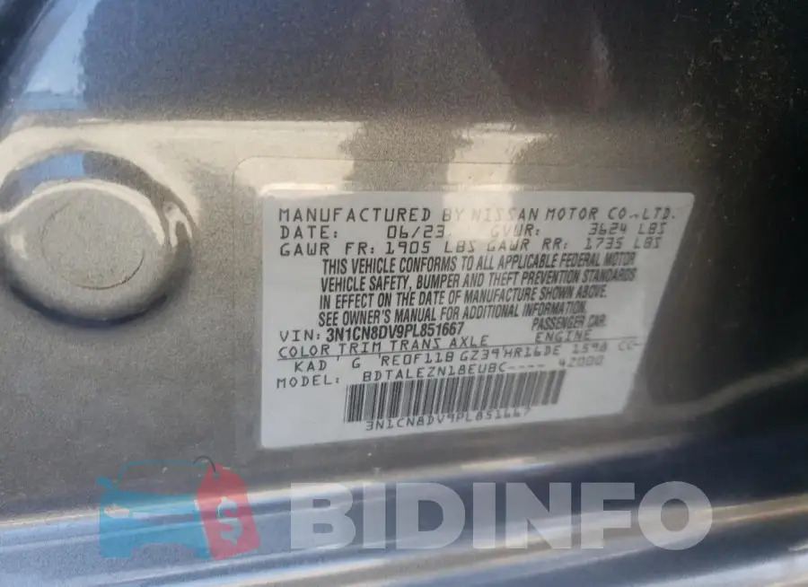 3N1CN8DV9PL851667 Photo# 13