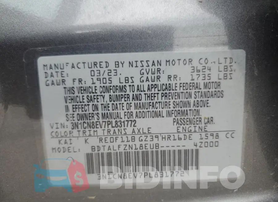 3N1CN8EV7PL831772 Photo# 13