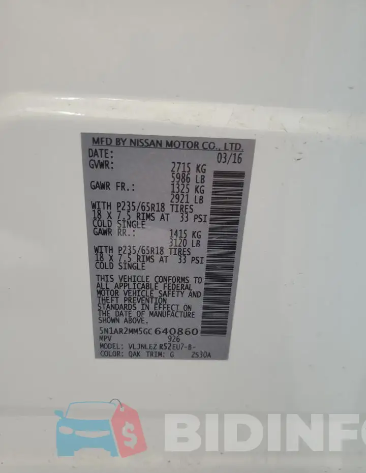 5N1AR2MM5GC640860 Photo# 13