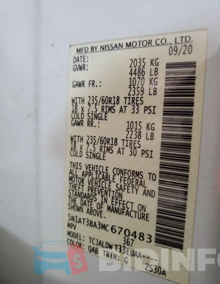 5N1AT3BA3MC670483 Photo# 12