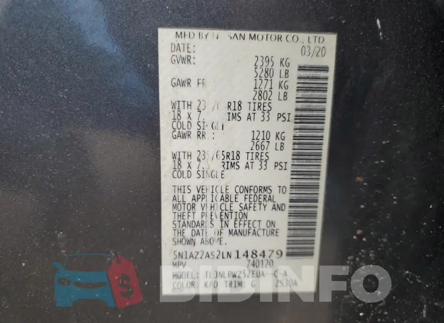 5N1AZ2AS2LN148479 Photo# 14