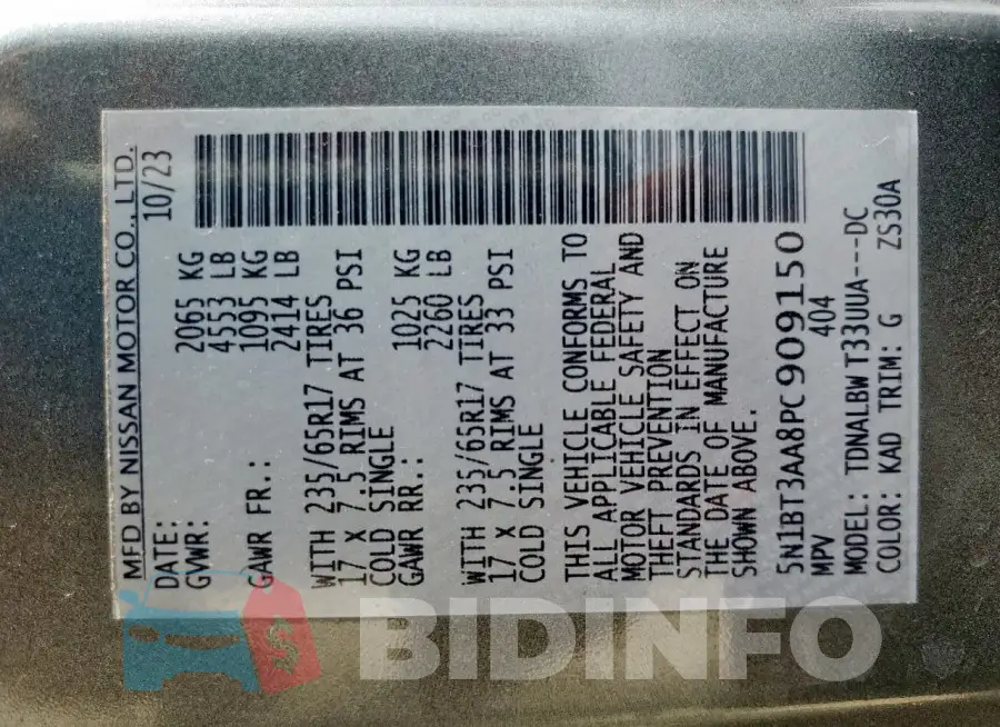 5N1BT3AA8PC909150 Photo# 13