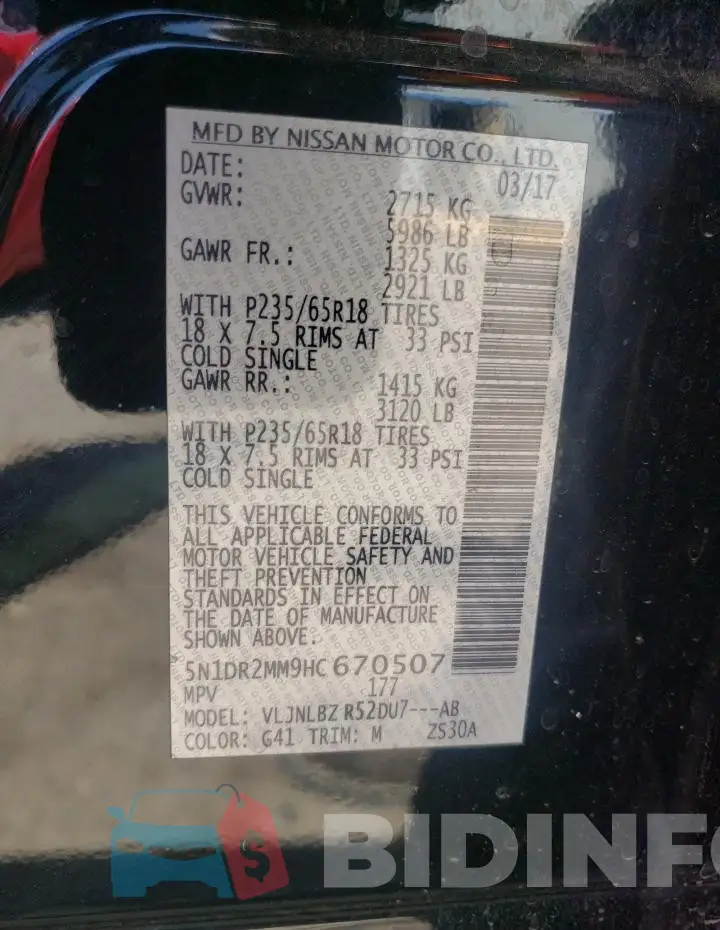 5N1DR2MM9HC670507 Photo# 14