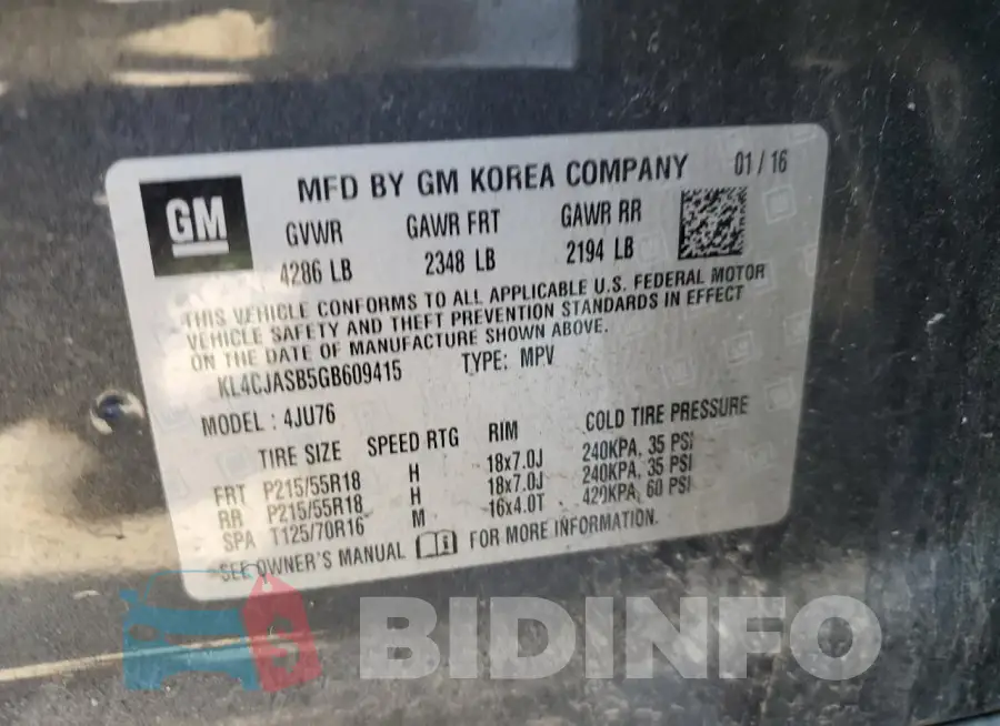 KL4CJASB5GB609415 Photo# 13