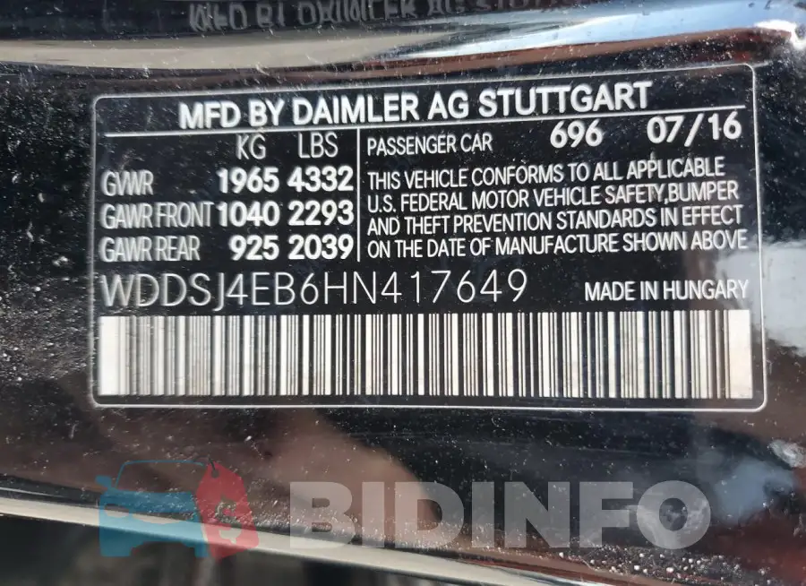 WDDSJ4EB6HN417649 Photo# 12