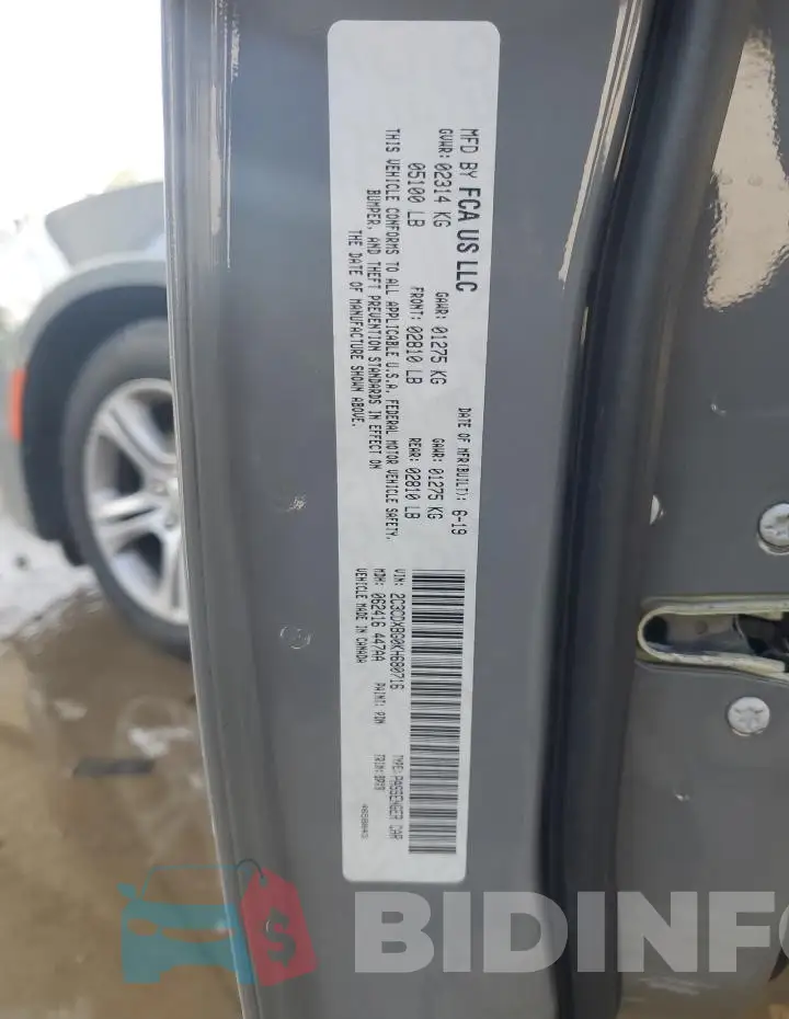 2C3CDXBG0KH680716 Photo# 12