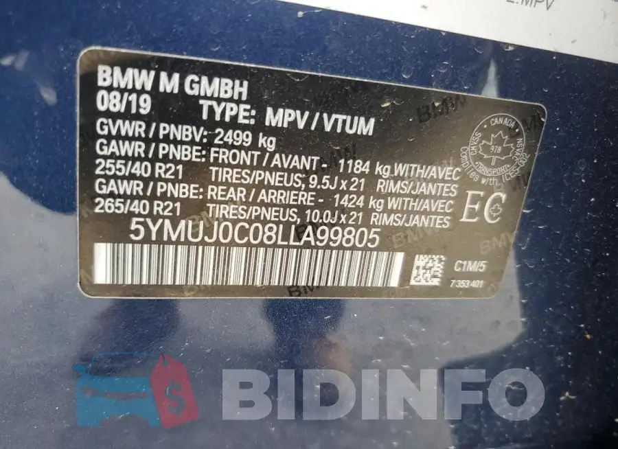 5YMUJ0C08LLA99805 Photo# 13