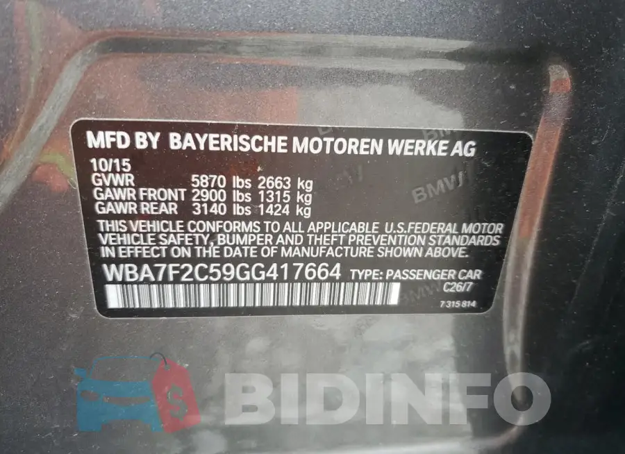 WBA7F2C59GG417664 Photo# 12