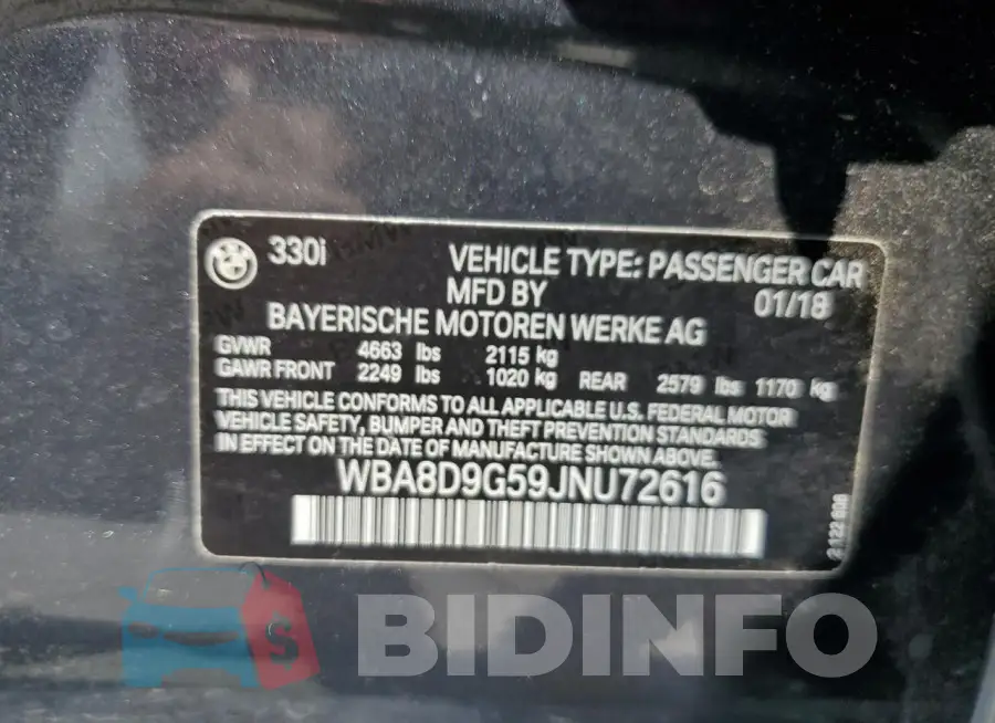 WBA8D9G59JNU72616 Photo# 13