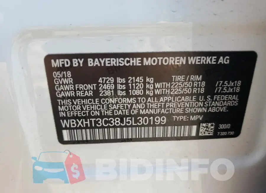 WBXHT3C38J5L30199 Photo# 12