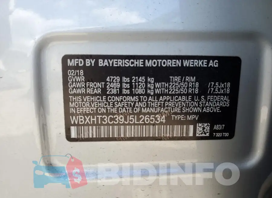 WBXHT3C39J5L26534 Photo# 13